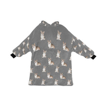 Load image into Gallery viewer, Watercolor Sable and White Corgis Blanket Hoodie-Blanket-Apparel, Blanket Hoodie, Blankets, Corgi, Dog Mom Gifts-Parisian Gray-ONE SIZE-26