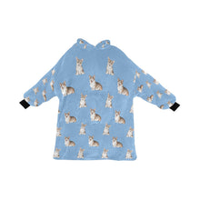 Load image into Gallery viewer, Watercolor Sable and White Corgis Blanket Hoodie-Blanket-Apparel, Blanket Hoodie, Blankets, Corgi, Dog Mom Gifts-Sky Blue-ONE SIZE-20