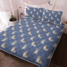 Load image into Gallery viewer, Watercolor Sable and White Corgis Quilted Bedding Set-Bedding-Bedding, Blankets, Corgi, Home Decor-Cornflower Blue-With Matching Pillowcases-Twin-10