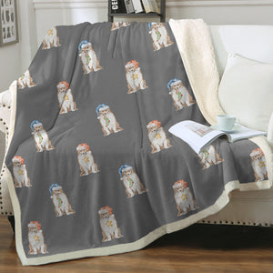 Watercolor Sable White Shelties Collies Christmas Blanket - 8 Colors-Blanket-Bedding, Blankets, Christmas, Home Decor, Rough Collie, Shetland Sheepdog-7