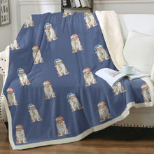 Load image into Gallery viewer, Watercolor Sable White Shelties Collies Christmas Blanket - 8 Colors-Blanket-Bedding, Blankets, Christmas, Home Decor, Rough Collie, Shetland Sheepdog-Cornflower Blue-Single-20