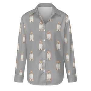 Watercolor Sable White Shelties Collies Women's Shirt-Apparel-Apparel, Dog Mom Gifts, Rough Collie, Shirt-S-Parisian Gray-35