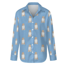 Load image into Gallery viewer, Watercolor Sable White Shelties Collies Women&#39;s Shirt-Apparel-Apparel, Dog Mom Gifts, Rough Collie, Shirt-S-Sky Blue-23