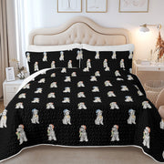 Watercolor Salt Pepper Schnauzer Christmas Quilted Bedding Set-Bedding-Bedding,Blankets,Christmas,Home Decor-5