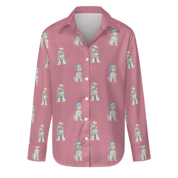 Watercolor Salt Pepper Schnauzer Christmas Women's Shirt-Apparel-Apparel, Christmas, Dog Mom Gifts, Schnauzer, Shirt-Dusty Pink-S-20