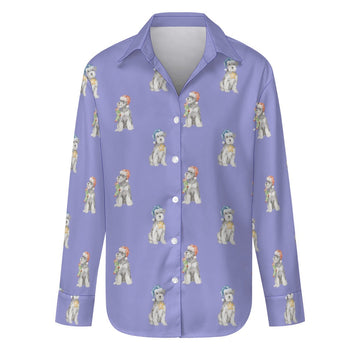 Watercolor Salt Pepper Schnauzer Christmas Women's Shirt-Apparel-Apparel, Christmas, Dog Mom Gifts, Schnauzer, Shirt-Lavender Purple-S-32