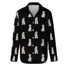 Load image into Gallery viewer, Watercolor Salt Pepper Schnauzer Christmas Women&#39;s Shirt-Apparel-Apparel, Christmas, Dog Mom Gifts, Schnauzer, Shirt-Midnight Black-S-11