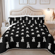 Watercolor Salt Pepper Schnauzers Quilted Bedding Set-Bedding-Bedding,Blankets,Christmas,Home Decor-5