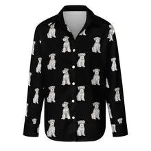 Load image into Gallery viewer, Watercolor Salt Pepper Schnauzers Women&#39;s Shirt-Apparel-Apparel, Dog Mom Gifts, Schnauzer, Shirt-S-Midnight Black-11