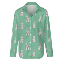 Load image into Gallery viewer, Watercolor Salt Pepper Schnauzers Women&#39;s Shirt-Apparel-Apparel, Dog Mom Gifts, Schnauzer, Shirt-S-Mint Green-29