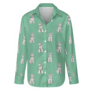 Watercolor Salt Pepper Schnauzers Women's Shirt-Apparel-Apparel, Dog Mom Gifts, Schnauzer, Shirt-S-Mint Green-29