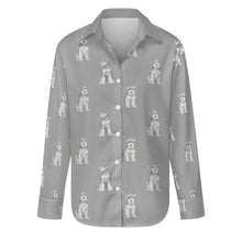 Load image into Gallery viewer, Watercolor Salt Pepper Schnauzers Women&#39;s Shirt-Apparel-Apparel, Dog Mom Gifts, Schnauzer, Shirt-S-Parisian Gray-35