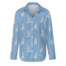 Load image into Gallery viewer, Watercolor Salt Pepper Schnauzers Women&#39;s Shirt-Apparel-Apparel, Dog Mom Gifts, Schnauzer, Shirt-S-Sky Blue-19