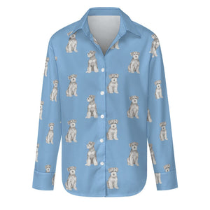 Watercolor Salt Pepper Schnauzers Women's Shirt-Apparel-Apparel, Dog Mom Gifts, Schnauzer, Shirt-S-Sky Blue-19