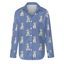 Load image into Gallery viewer, Watercolor Salt Pepper Schnauzers Women&#39;s Shirt-Apparel-Apparel, Dog Mom Gifts, Schnauzer, Shirt-S-Slate Blue-25