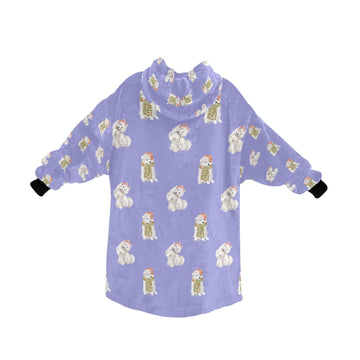 Watercolor Samoyed Puppies Christmas Blanket Hoodie-Blanket-Apparel, Blanket Hoodie, Blankets, Dog Mom Gifts, Samoyed-32