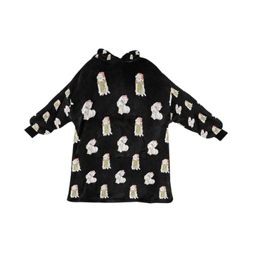 Watercolor Samoyed Puppies Christmas Blanket Hoodie-Blanket-Apparel, Blanket Hoodie, Blankets, Dog Mom Gifts, Samoyed-Midnight Black-ONE SIZE-10