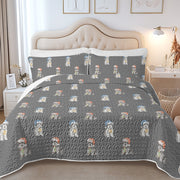 Watercolor Schnauzer Puppies Christmas Quilted Bedding Set-Bedding-Bedding,Blankets,Christmas,Home Decor-9