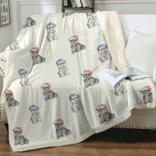 Load image into Gallery viewer, Watercolor Schnauzer Puppies Christmas Sherpa Fleece Blanket - 8 Colors-Blanket-Bedding, Blankets, Christmas, Home Decor, Schnauzer-Ivory Cream-Single-15