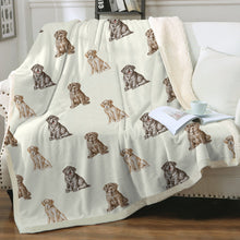Load image into Gallery viewer, Watercolor Serenade Labrador Puppies Sherpa Fleece Blanket - 8 Colors-Blanket-Bedding, Black Labrador, Blankets, Chocolate Labrador, Home Decor, Labrador-Ivory Cream-Single-15