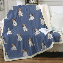 Load image into Gallery viewer, Watercolor Serenade Tricolor King Charles Spaniels Blanket - 8 Colors-Blanket-Bedding, Blankets, Cavalier King Charles Spaniel, Home Decor-17