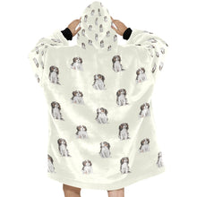 Load image into Gallery viewer, Watercolor Serenade Tricolor King Charles Spaniels Blanket Hoodie-Blanket-Apparel, Blanket Hoodie, Blankets, Cavalier King Charles Spaniel, Dog Mom Gifts-10