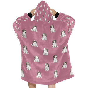 Watercolor Serenade Tricolor King Charles Spaniels Blanket Hoodie-Blanket-Apparel, Blanket Hoodie, Blankets, Cavalier King Charles Spaniel, Dog Mom Gifts-16