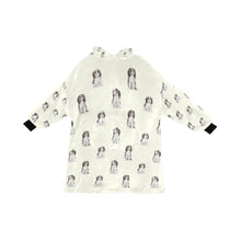 Load image into Gallery viewer, Watercolor Serenade Tricolor King Charles Spaniels Blanket Hoodie-Blanket-Apparel, Blanket Hoodie, Blankets, Cavalier King Charles Spaniel, Dog Mom Gifts-Ivory Cream-ONE SIZE-8