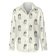 Load image into Gallery viewer, Watercolor Serenade Tricolor King Charles Spaniels Women&#39;s Shirt-Apparel-Apparel, Cavalier King Charles Spaniel, Dog Mom Gifts, Shirt-S-Ivory-1