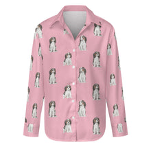 Load image into Gallery viewer, Watercolor Serenade Tricolor King Charles Spaniels Women&#39;s Shirt-Apparel-Apparel, Cavalier King Charles Spaniel, Dog Mom Gifts, Shirt-S-Pink-6