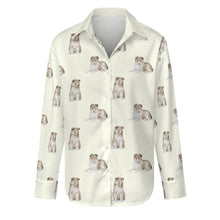 Load image into Gallery viewer, Watercolor Sheltie Collie Puppies Women&#39;s Shirt-Apparel-Apparel, Dog Mom Gifts, Shirt-S-Ivory White-14