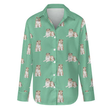 Load image into Gallery viewer, Watercolor Sheltie Collie Puppies Women&#39;s Shirt-Apparel-Apparel, Dog Mom Gifts, Shirt-S-Mint Green-29