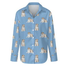 Load image into Gallery viewer, Watercolor Sheltie Collie Puppies Women&#39;s Shirt-Apparel-Apparel, Dog Mom Gifts, Shirt-S-Sky Blue-23