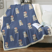 Load image into Gallery viewer, Watercolor Shelties Collies Puppies Christmas Fleece Blanket - 8 Colors-Blanket-Bedding, Blankets, Christmas, Home Decor, Rough Collie, Shetland Sheepdog-Cornflower Blue-Single-19