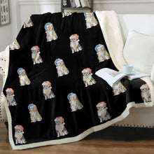 Load image into Gallery viewer, Watercolor Shelties Collies Puppies Christmas Fleece Blanket - 8 Colors-Blanket-Bedding, Blankets, Christmas, Home Decor, Rough Collie, Shetland Sheepdog-Midnight Black-Single-22