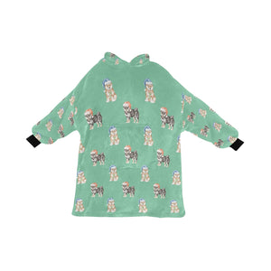 Watercolor Shiba Inu Puppies Christmas Blanket Hoodie-Blanket-Apparel, Blanket Hoodie, Blankets, Dog Mom Gifts, Shiba Inu-Mint Green-ONE SIZE-28