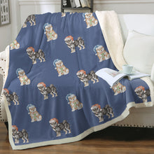 Load image into Gallery viewer, Watercolor Shiba Inu Puppies Christmas Fleece Blanket - 8 Colors-Blanket-Bedding, Blankets, Christmas, Home Decor, Shiba Inu-Cornflower Blue-Single-19