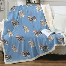 Load image into Gallery viewer, Watercolor Shiba Inu Puppies Christmas Fleece Blanket - 8 Colors-Blanket-Bedding, Blankets, Christmas, Home Decor, Shiba Inu-Sky Blue-Single-5