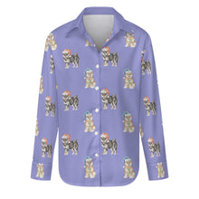 Load image into Gallery viewer, Watercolor Shiba Inu Puppies Christmas Women's Shirt-Apparel-Apparel, Dog Mom Gifts, Shiba Inu, Shirt, Whippet-S-CornflowerBlue_1-28