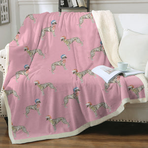 Watercolor Silver Brindle Greyhounds Whippets Christmas Blanket - 8 Colors-Blanket-Bedding, Blankets, Christmas, Greyhound, Home Decor, Whippet-4