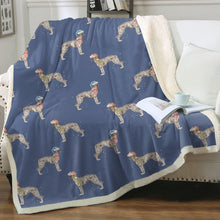 Load image into Gallery viewer, Watercolor Silver Brindle Greyhounds Whippets Christmas Blanket - 8 Colors-Blanket-Bedding, Blankets, Christmas, Greyhound, Home Decor, Whippet-Cornflower Blue-Single-21