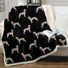 Load image into Gallery viewer, Watercolor Silver Brindle Greyhounds Whippets Christmas Blanket - 8 Colors-Blanket-Bedding, Blankets, Christmas, Greyhound, Home Decor, Whippet-Midnight Black-Single-15