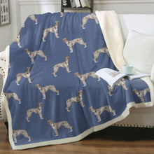 Load image into Gallery viewer, Watercolor Silver Brindle Greyhounds Whippets Fleece Blanket - 8 Colors-Blanket-Bedding, Blankets, Greyhound, Home Decor, Whippet-Cornflower Blue-Single-15
