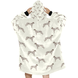 Watercolor Silver Brindle Whippets Blanket Hoodie-Blanket-Apparel, Blanket Hoodie, Blankets, Dog Mom Gifts, Greyhound, Whippet-15