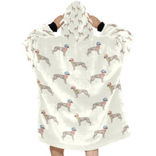 Load image into Gallery viewer, Watercolor Silver Brindle Whippets Christmas Blanket Hoodie-Blanket-Apparel, Blanket Hoodie, Blankets, Dog Mom Gifts, Greyhound, Whippet-15