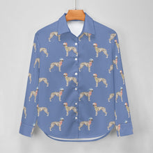 Load image into Gallery viewer, Watercolor Silver Brindle Whippets Christmas Women&#39;s Shirt-Apparel-Apparel, Christmas, Dog Mom Gifts, Greyhound, Shirt, Whippet-25