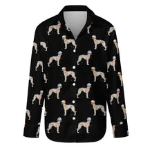 Load image into Gallery viewer, Watercolor Silver Brindle Whippets Christmas Women&#39;s Shirt-Apparel-Apparel, Christmas, Dog Mom Gifts, Greyhound, Shirt, Whippet-Midnight Black-S-35