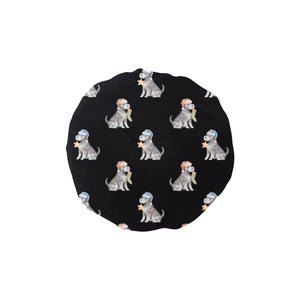 Watercolor Silver Schnauzer Christmas Elastic Reusable Shower Caps-Accessories-Accessories, Christmas, Dog Mom Gifts, Schnauzer-Midnight Black-ONE SIZE-17