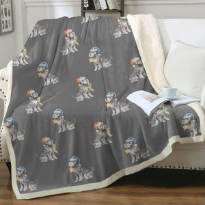 Watercolor Silver Schnauzer Christmas Sherpa Fleece Blanket - 8 Colors-Blanket-Bedding, Blankets, Christmas, Home Decor, Schnauzer-16