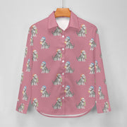Watercolor Silver Schnauzer Christmas Women's Shirt-Apparel-Apparel, Dog Mom Gifts, Schnauzer, Shirt-14
